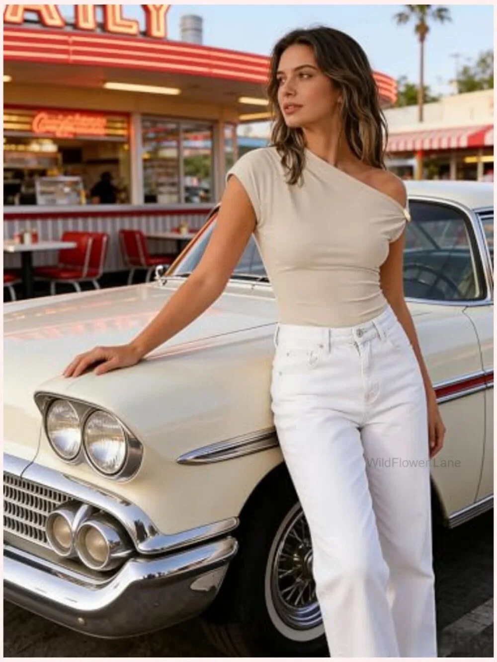 Y2K Off Shoulder Ruched Blouse with Gold Buckle - Cap Sleeve Going Out Top - Picture 6 of 7